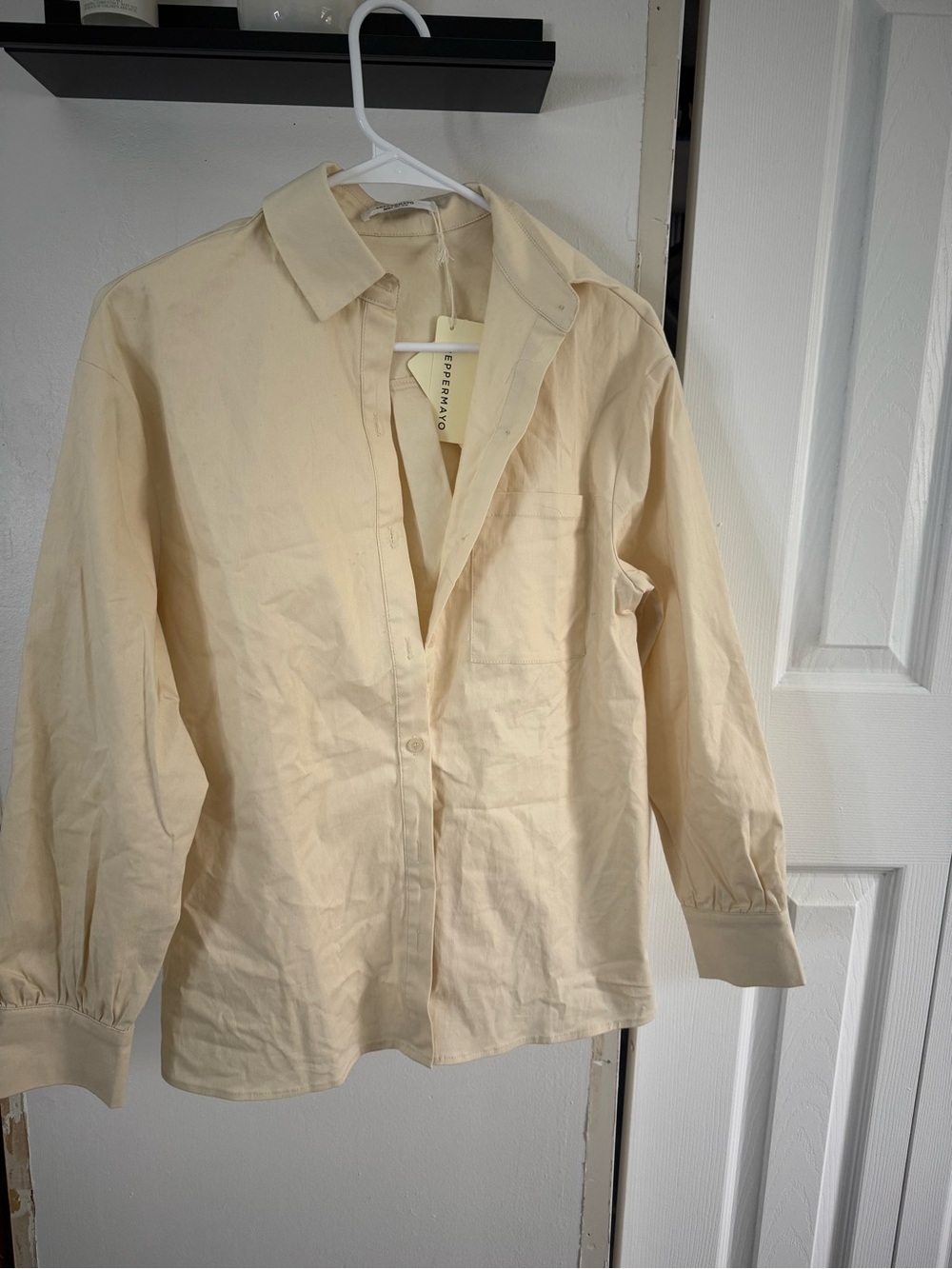Peppermayo Cream women’s Button-Down Shirt - Collared Long Sleeve